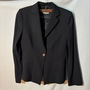 EMPORIO ARMANI Sz 10 Classic Black Blazer Textured Fabric Tweed Herringbone